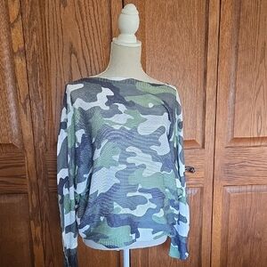 Camouflage Patterned Long Sleeve Top